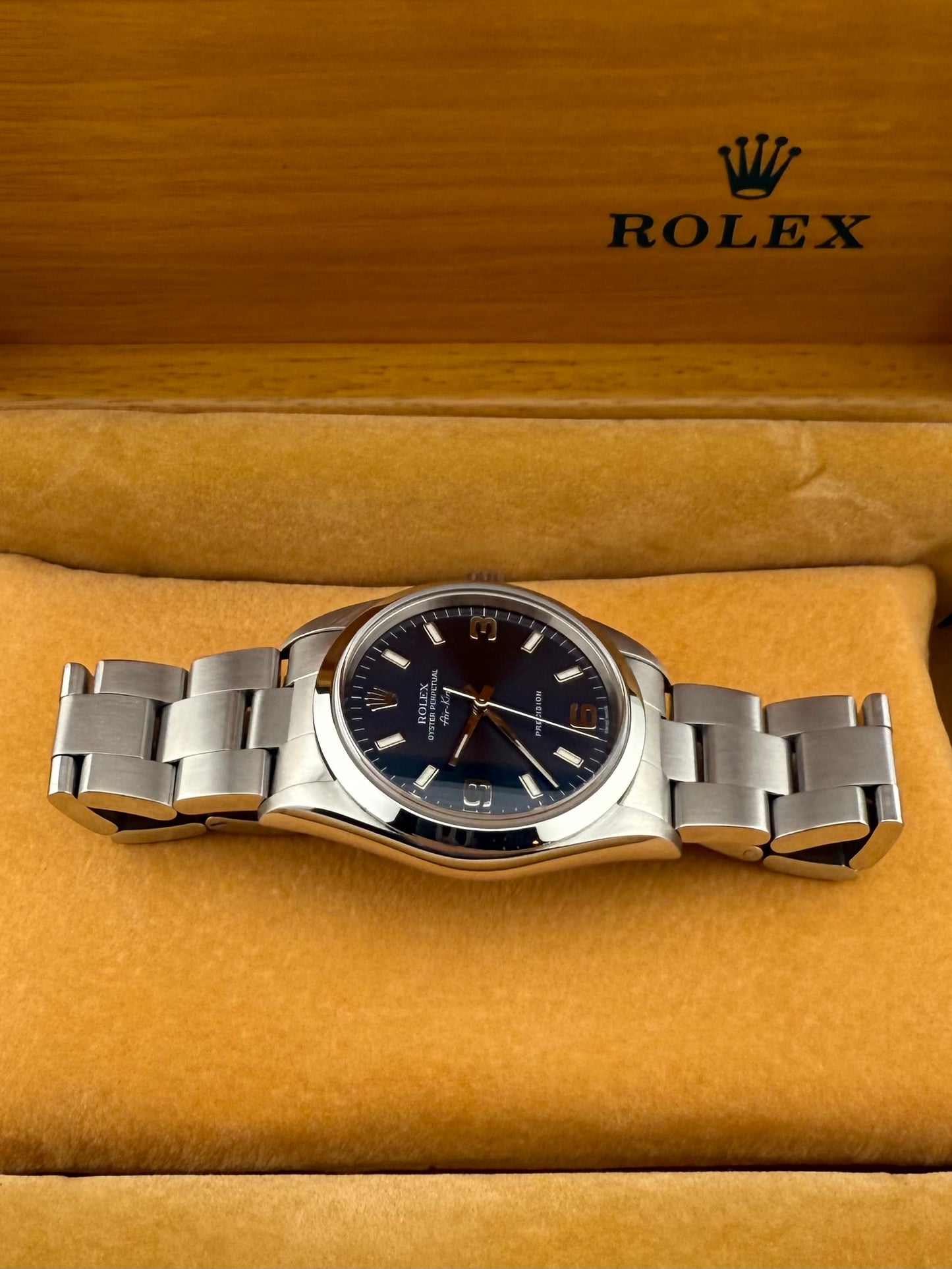 ROLEX - Air-King Oyster Perpetual Stainless Steel Rare Blue Arabic 14000(With Box)