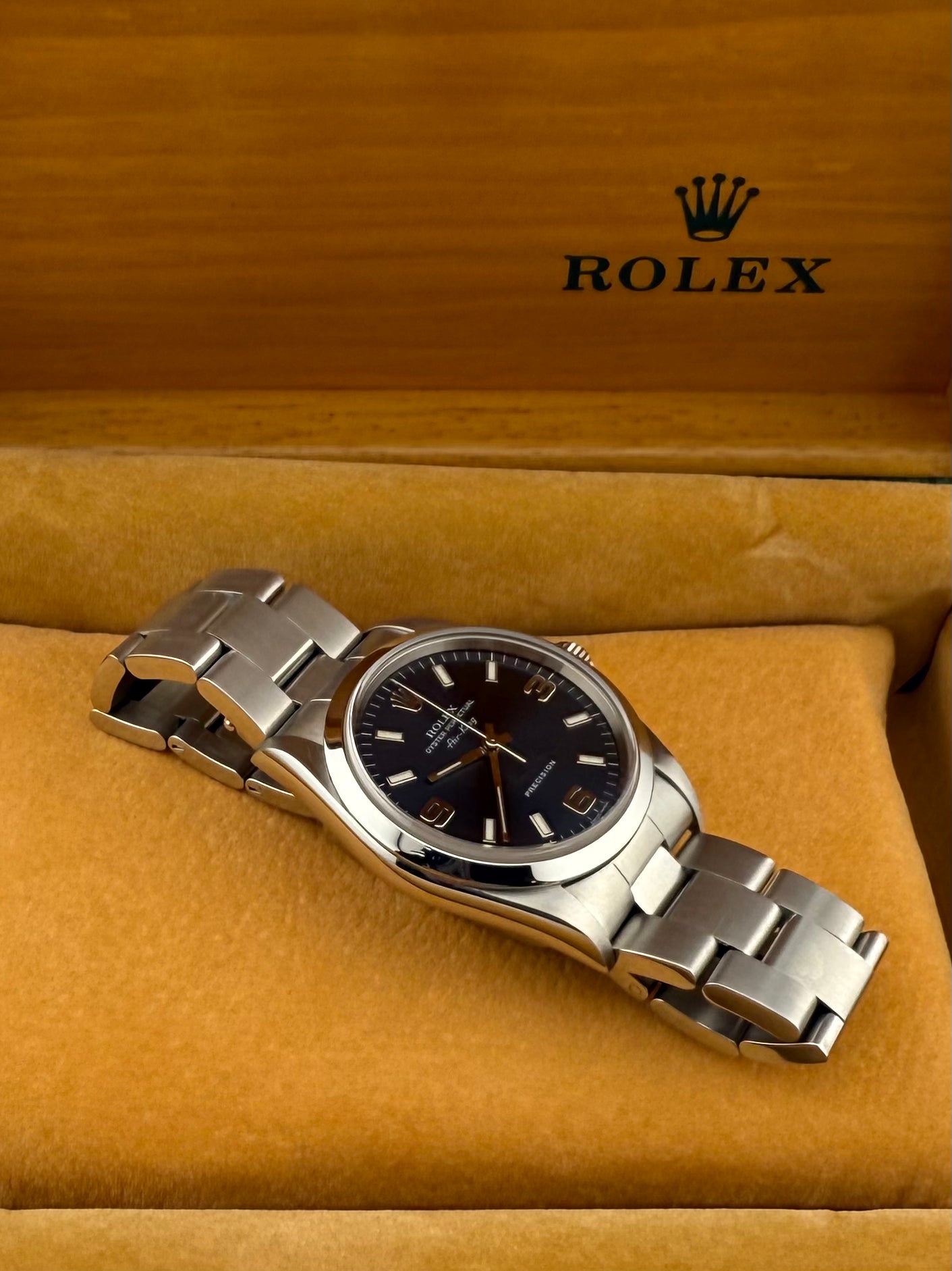 ROLEX - Air-King Oyster Perpetual Stainless Steel Rare Blue Arabic 14000(With Box)