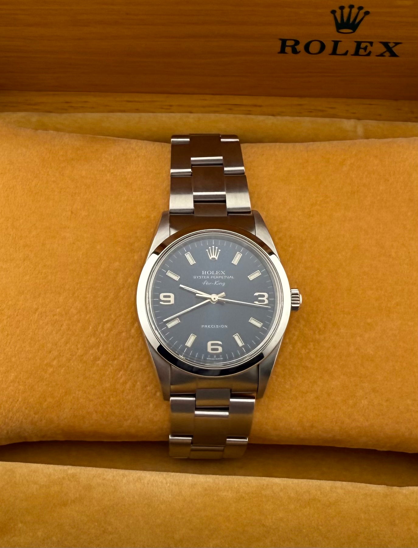 ROLEX - Air-King Oyster Perpetual Stainless Steel Rare Blue Arabic 14000(With Box)