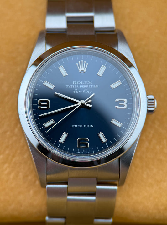 ROLEX - Air-King Oyster Perpetual Stainless Steel Rare Blue Arabic 14000(With Box)