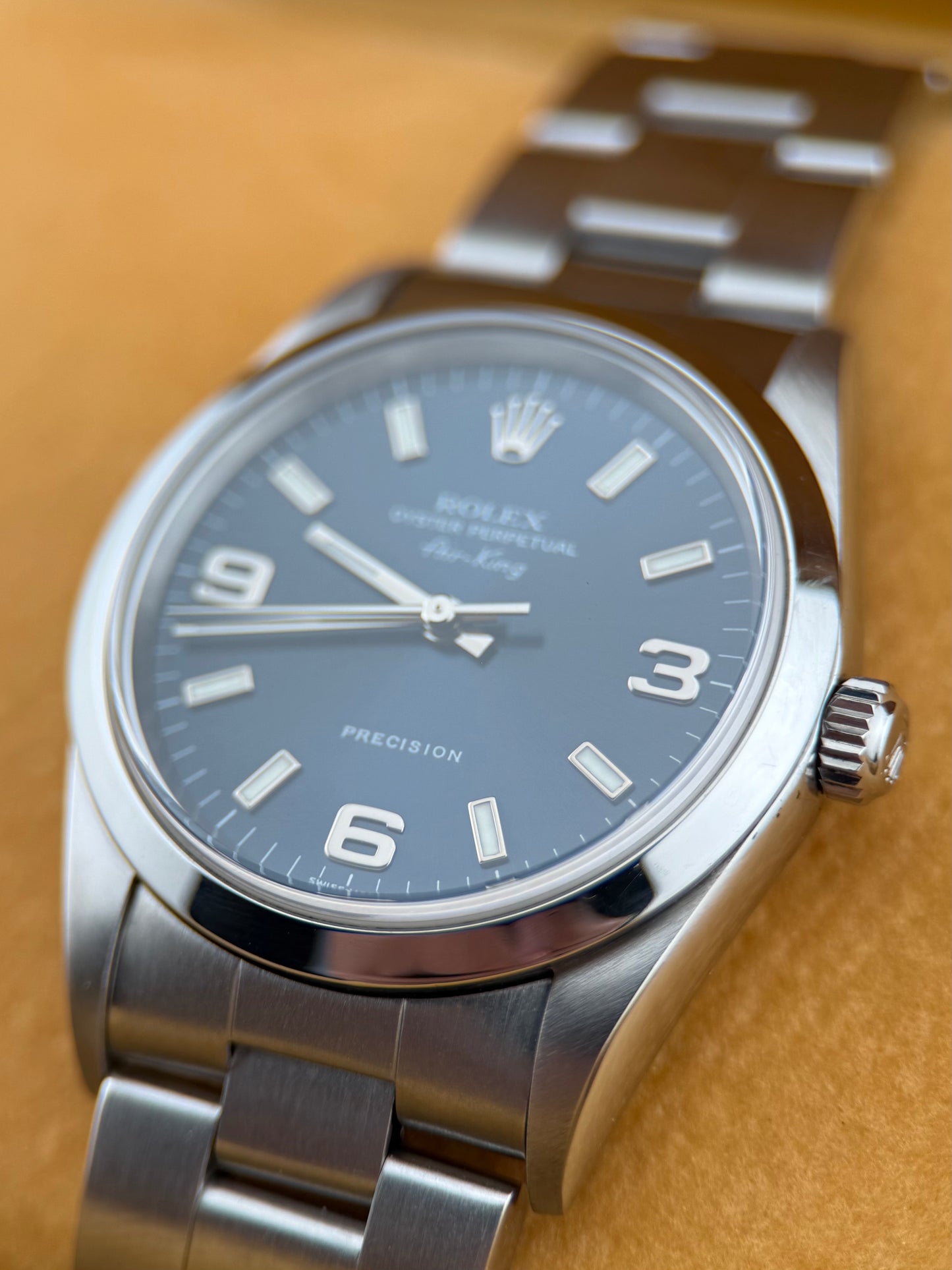ROLEX - Air-King Oyster Perpetual Stainless Steel Rare Blue Arabic 14000(With Box)