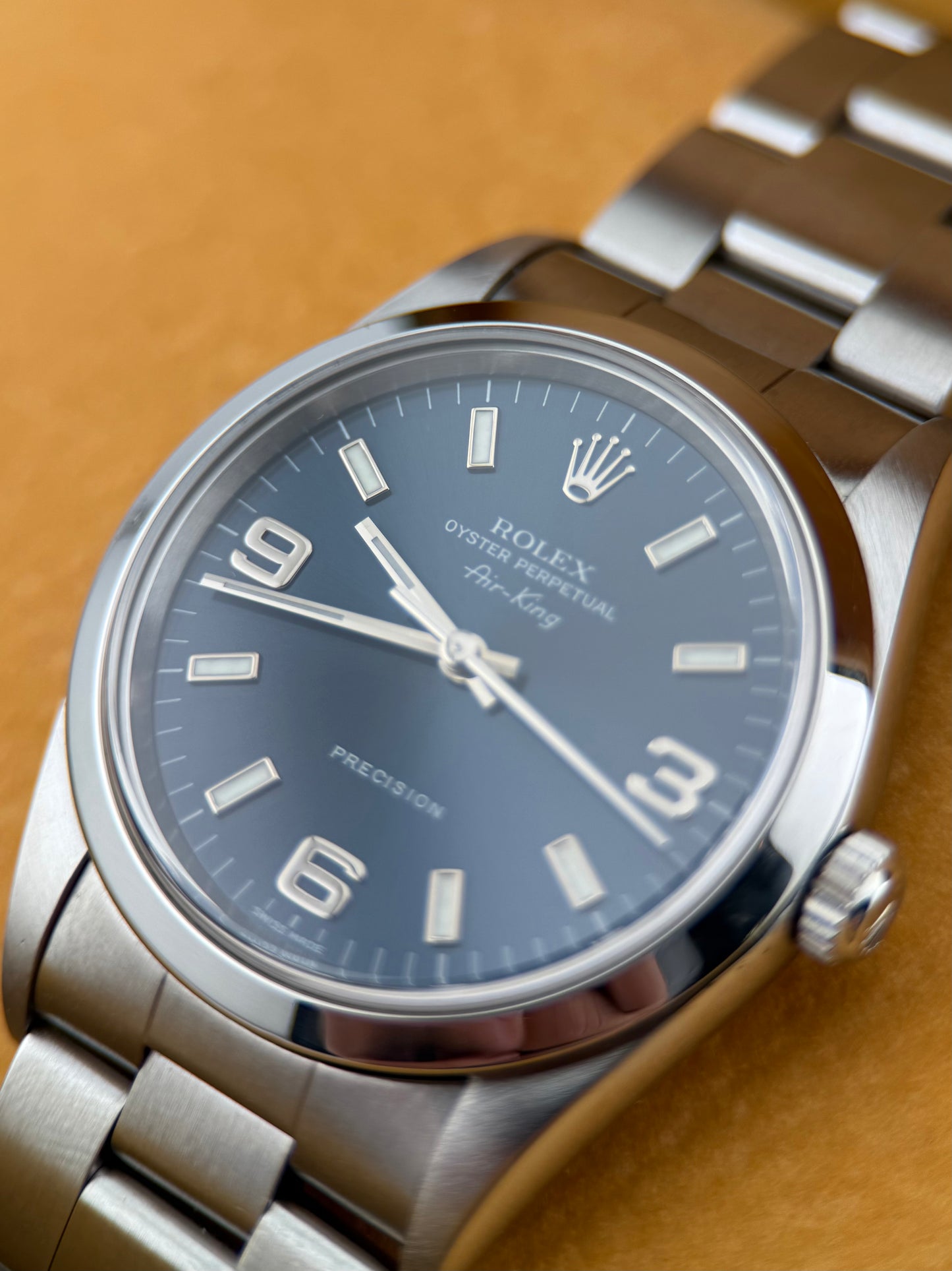 ROLEX - Air-King Oyster Perpetual Stainless Steel Rare Blue Arabic 14000(With Box)