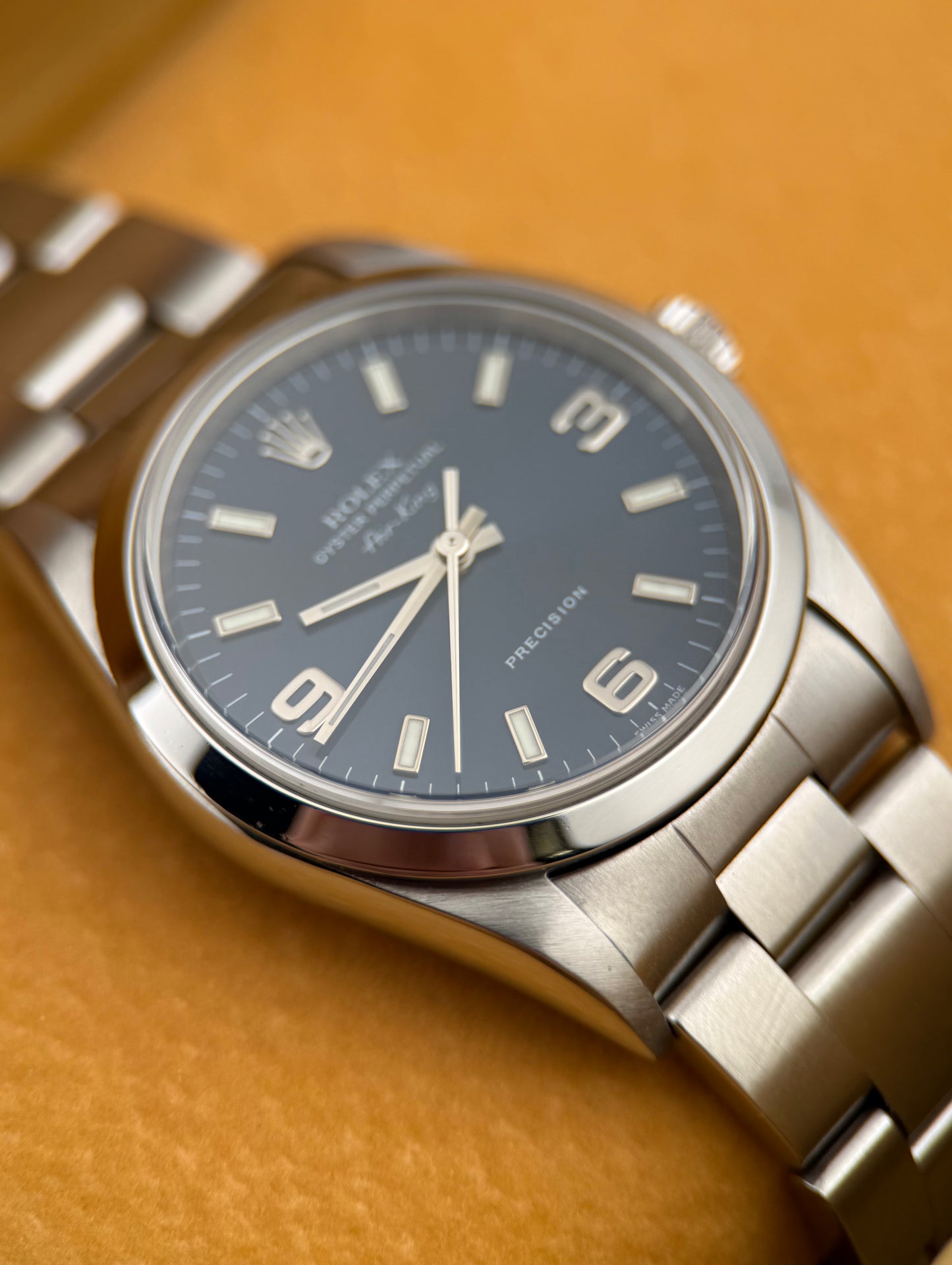 ROLEX - Air-King Oyster Perpetual Stainless Steel Rare Blue Arabic 14000(With Box)