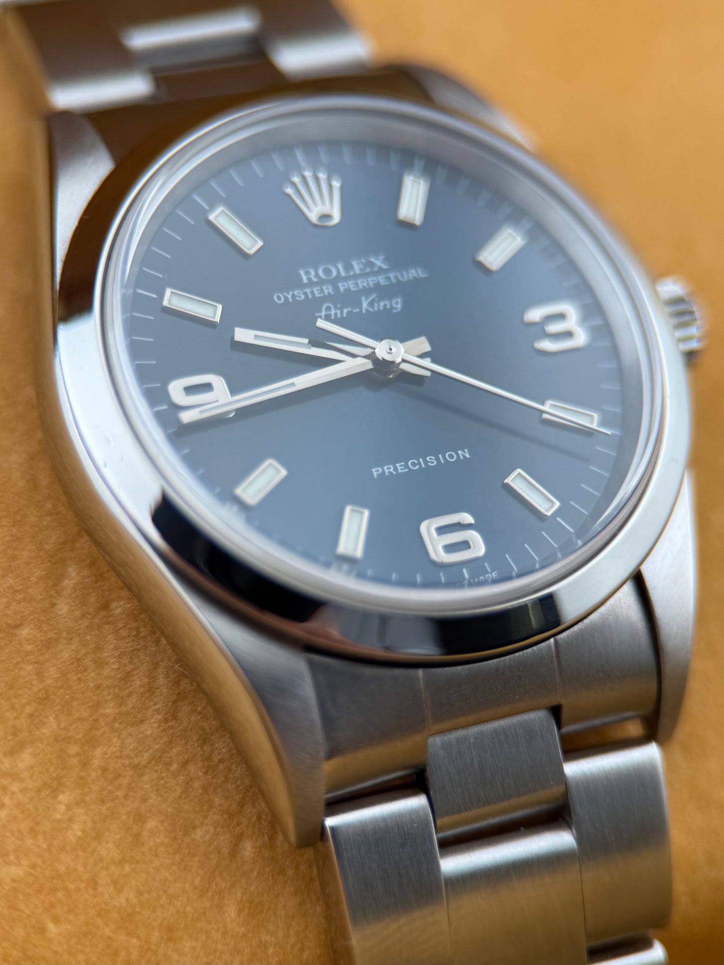 ROLEX - Air-King Oyster Perpetual Stainless Steel Rare Blue Arabic 14000(With Box)