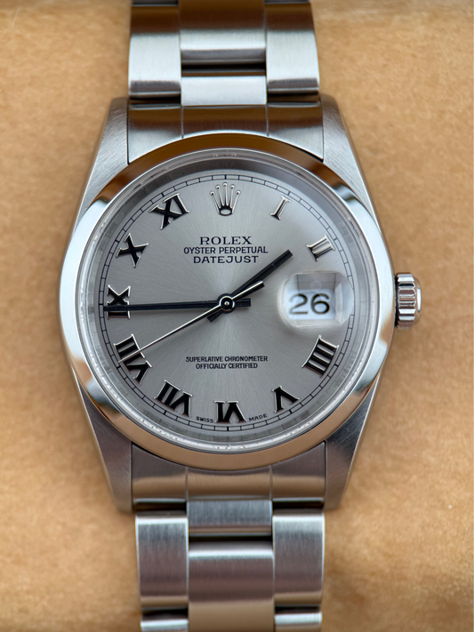 ROLEX - DateJust Rhodium Roman Dial 36mm Stainless Steel 16200(FULL SET)